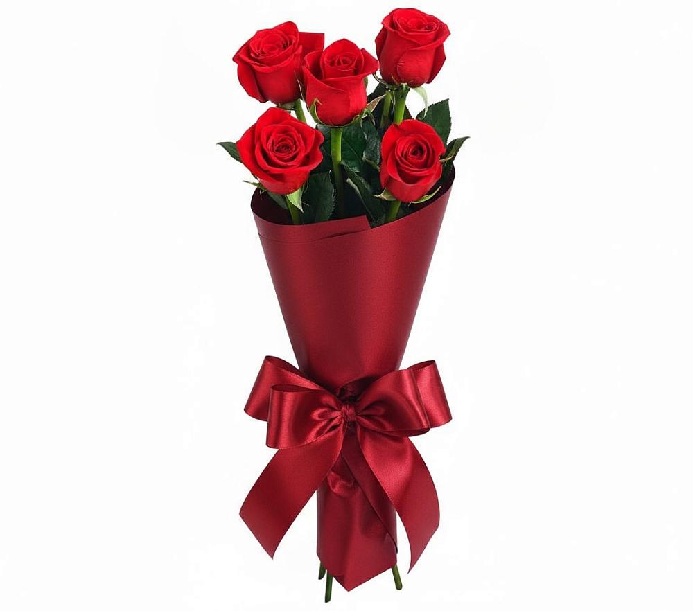 Букет 5 Красных роз Эдлесс Лав в Юрцово
