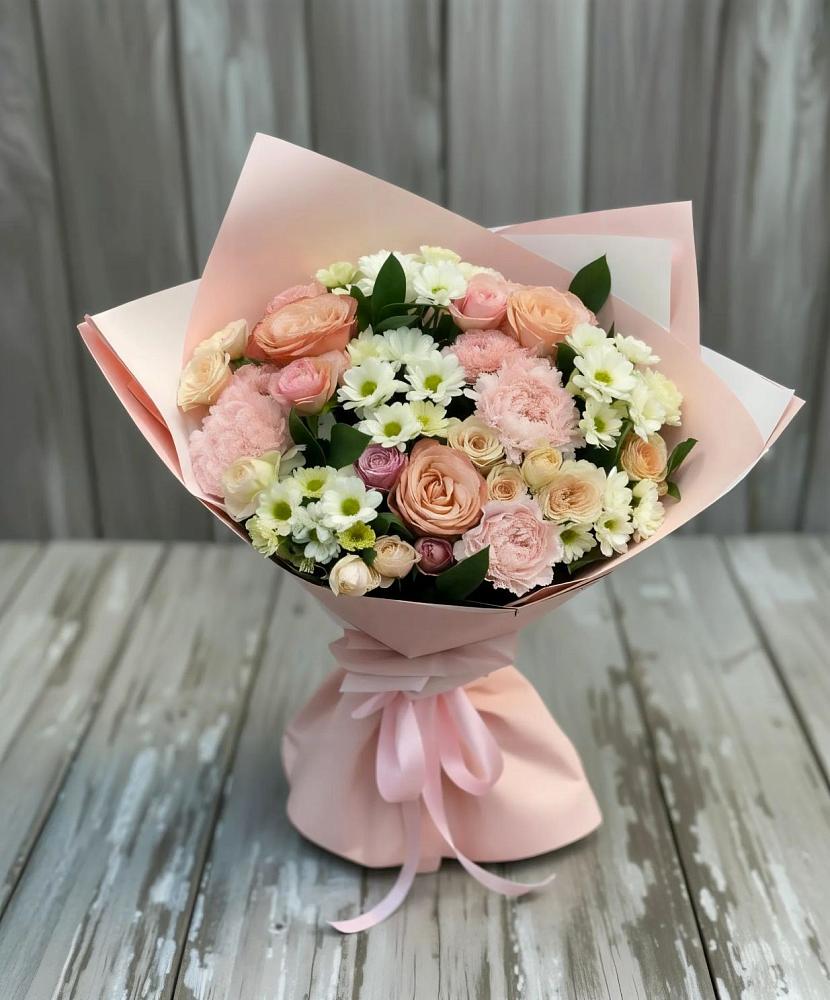 Букет цветов из: Гвоздики, Розы и Хризантемы в Юрцово