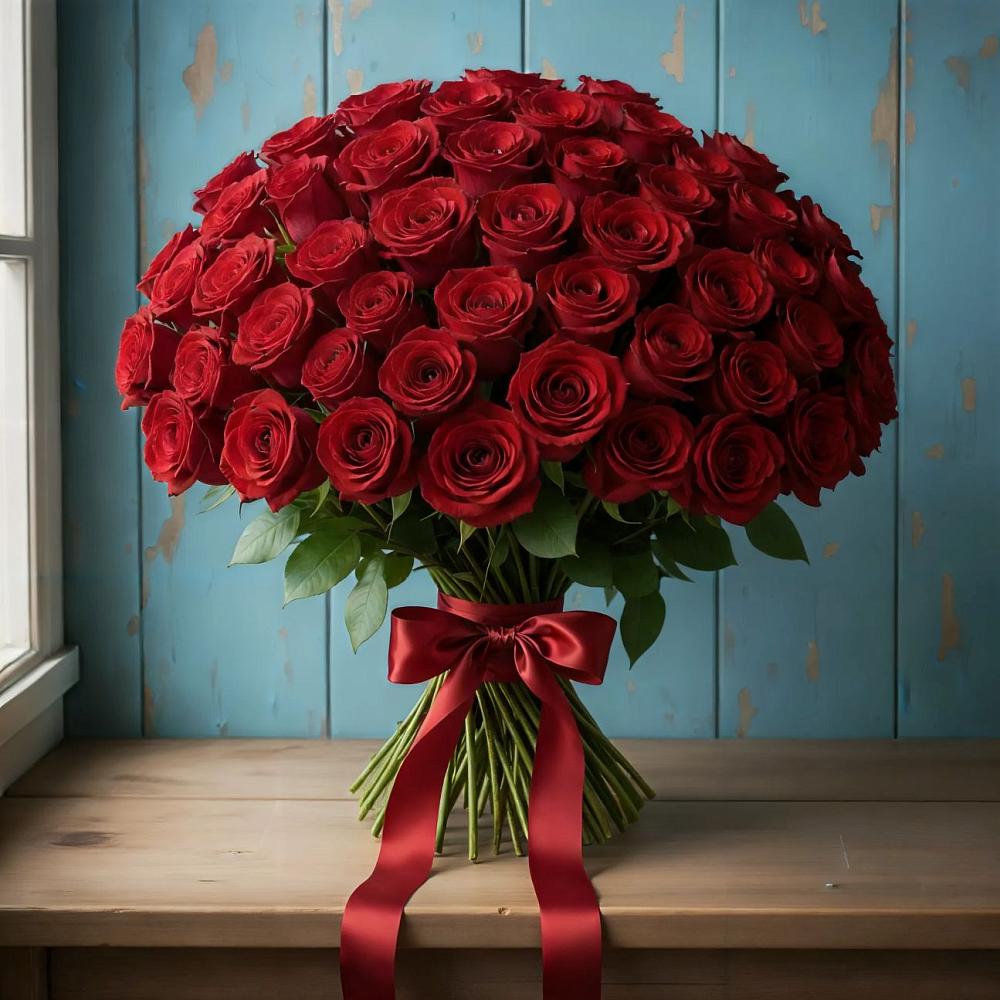 Букет Красные розы Блэк Меджик в Юрцово