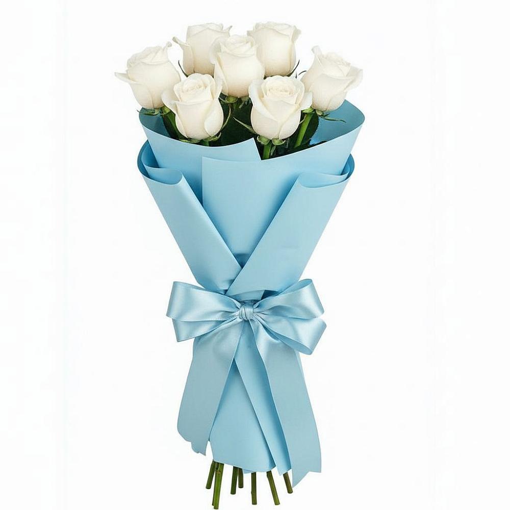 Букет 7 белых роз Проуд в Юрцово