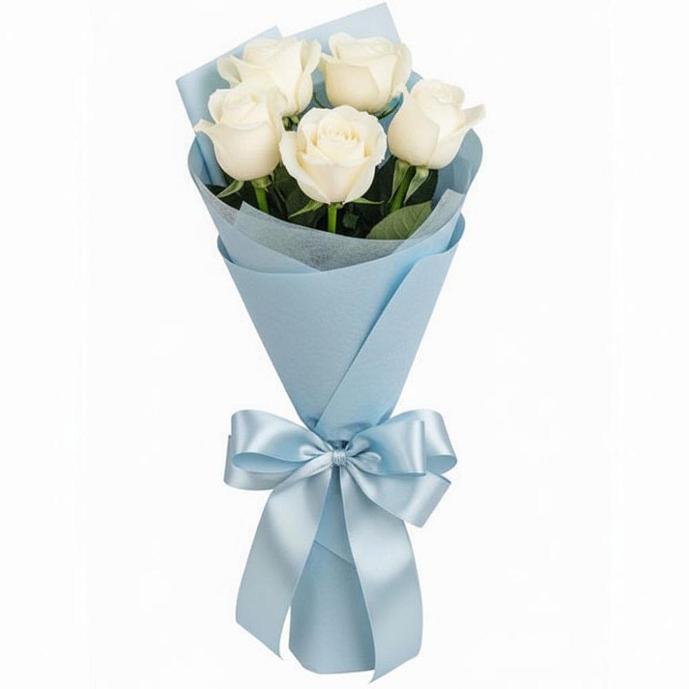Букет 5 Белых роз Проуд в Юрцово