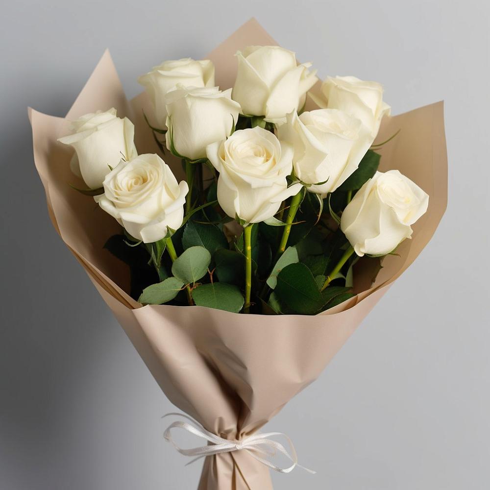 Букет 9 Белых роз Эдлесс Лав в Юрцово