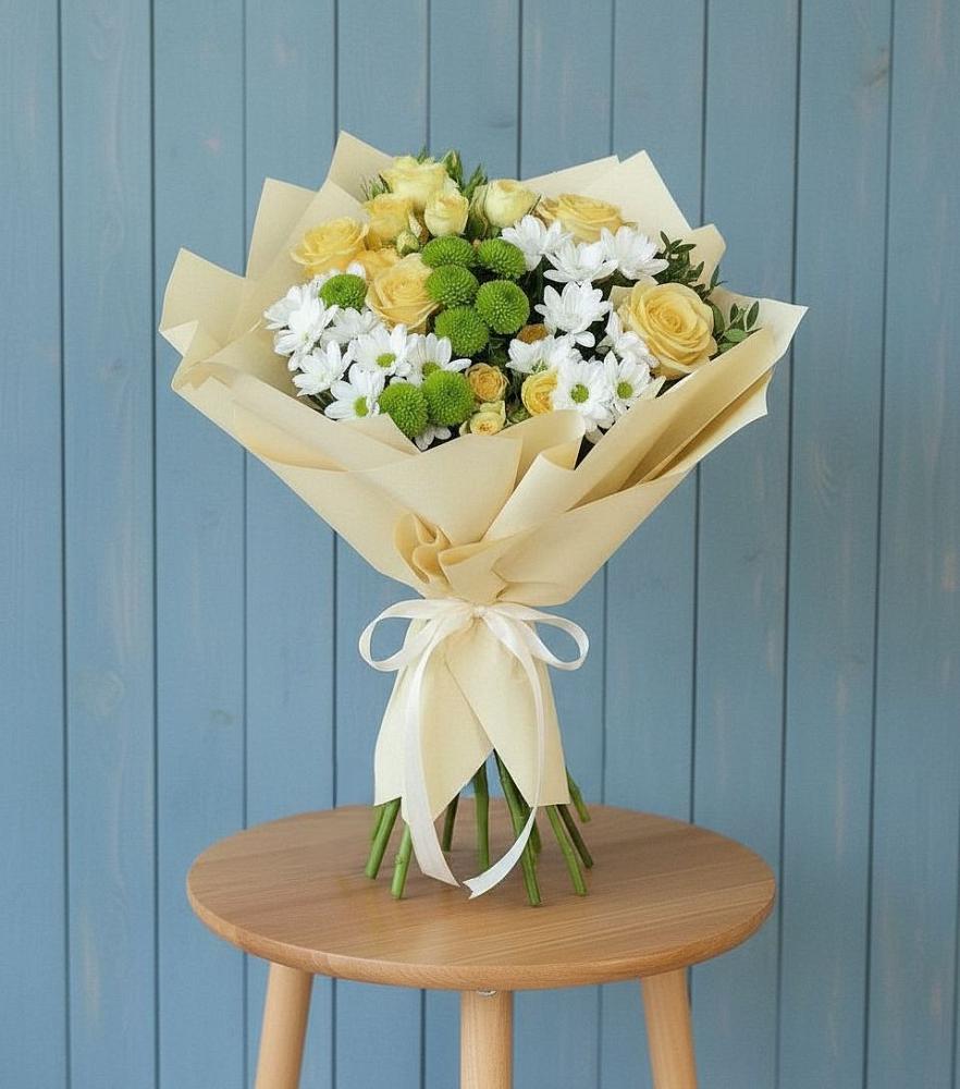 Букет цветов из: Хризантемы и Розы в Юрцово