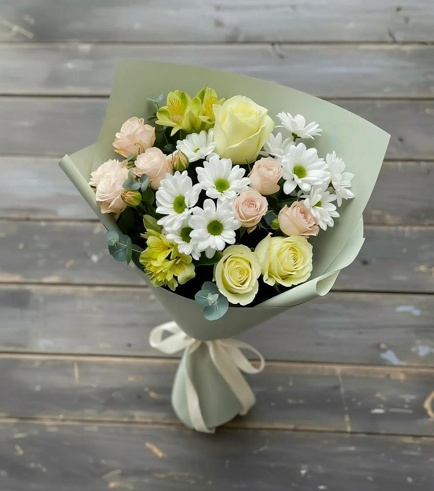 Букет цветов из: Альстромерии, Розы и Хризантемы в Юрцово