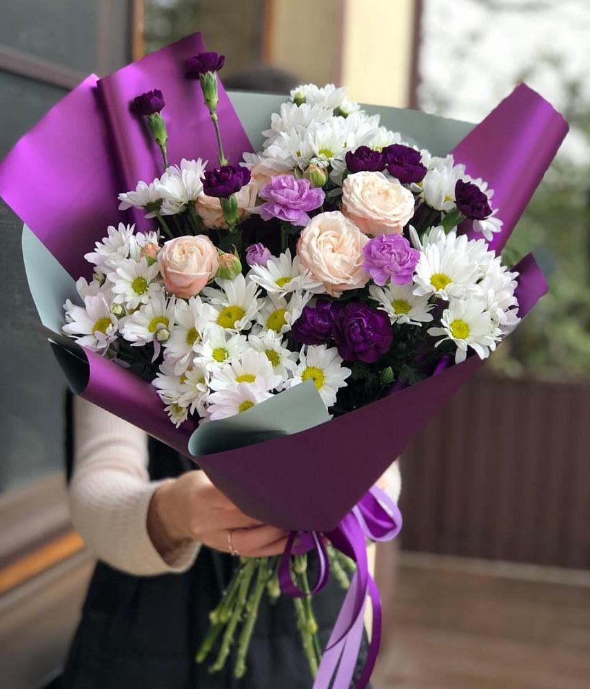 Букет цветов из: Хризантемы, Гвоздики и Розы в Юрцово