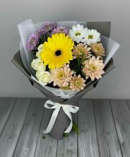 Букет цветов из:  Розы, Герберы и Хризантемы в Юрцово