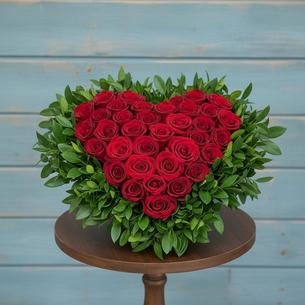 Цветочная композиция из Розы в виде сердца в Юрцово