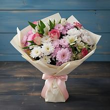 Букет цветов из:  Хризантемы, Альстромерии и Розы в Юрцово
