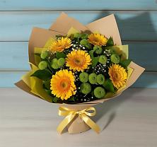 Букет цветов из:  Герберы и Хризантемы в Юрцово