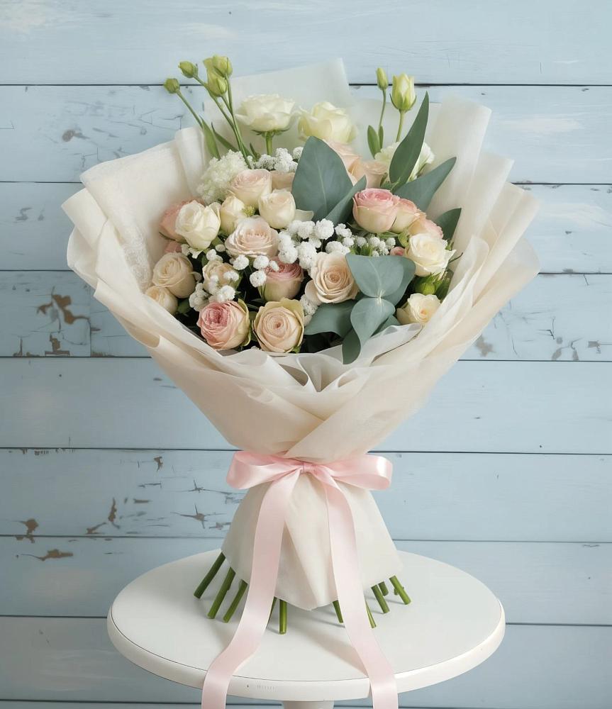 Букет цветов из: Розы и Лизиантусы в Юрцово