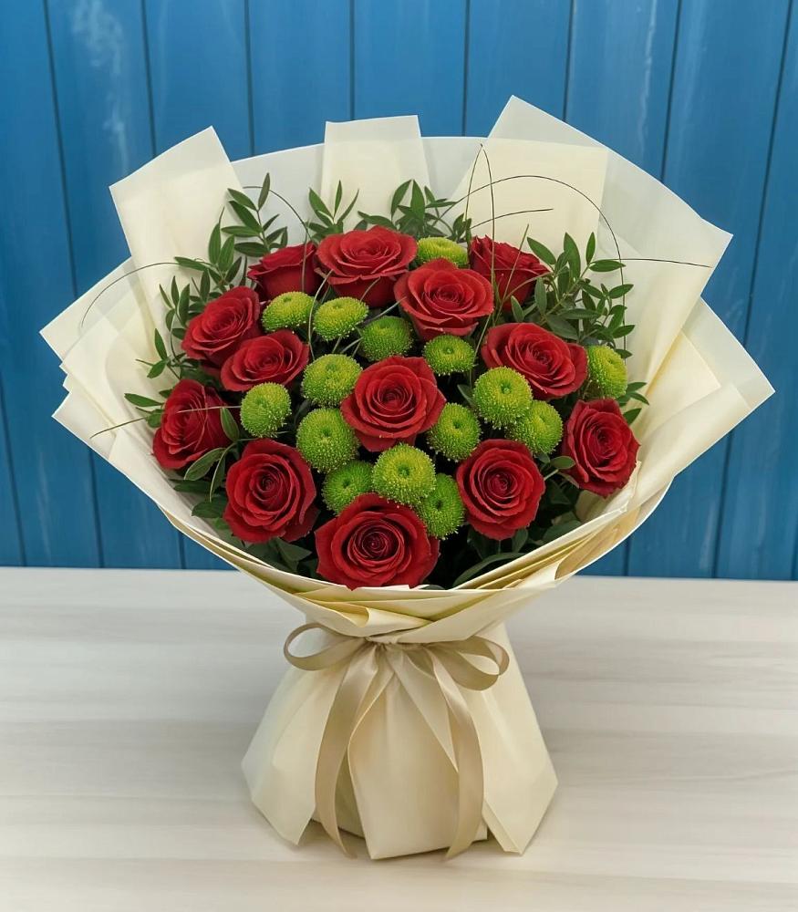 Букет цветов из: Розы и Хризантемы в Юрцово